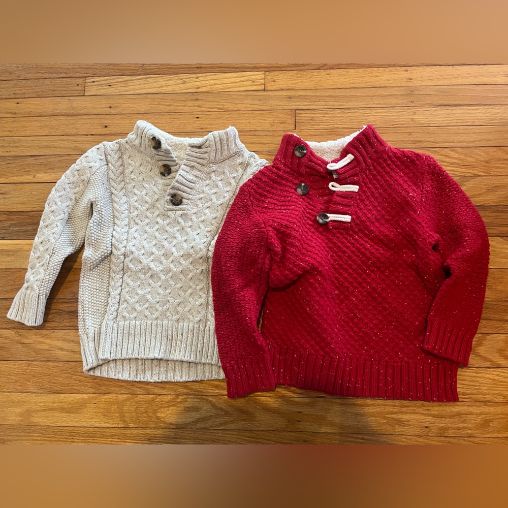 Cat & Jack Red and Cream Cowl Neck Sweater Set size 4T